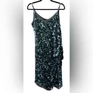 Graham & Spencer beaded watercolor sleeveless blouson mini dress